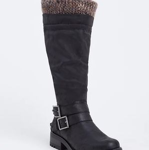 Torrid Sweater Trim Faux Leather Slouch Boots